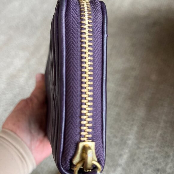 Coach Madison Gathered Twist Purple Leather Clutch Wallet. - Picture 12 of 16